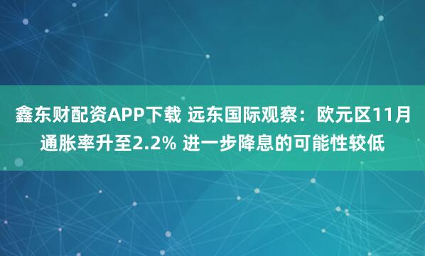 鑫东财配资APP下载 远东国际观察：欧元区11月通胀率升至2.2% 进一步降息的可能性较低